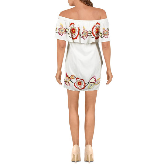 Adelaide Womens Floral Embroidered Mini Sundress